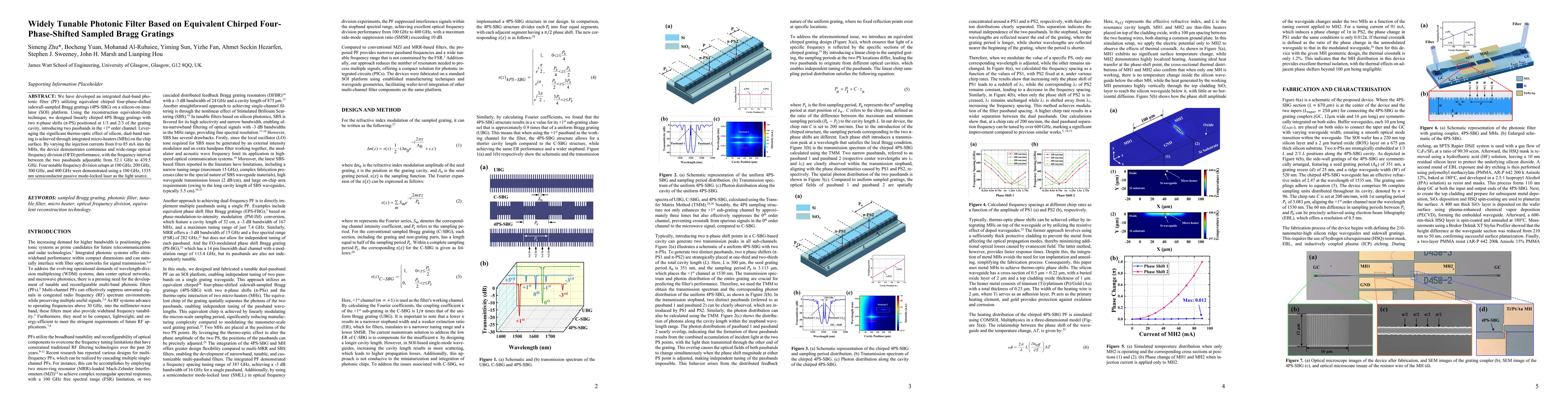 Thumbnail for Widely Tunable Photonic Filter Based on Equivalent Chirped
  Four-Phase-Shifted Sampled Bragg Gratings