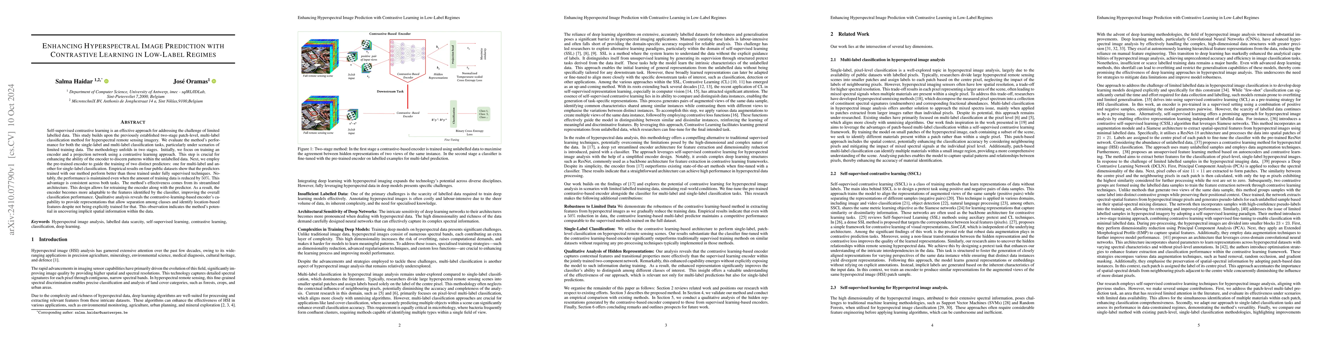 Thumbnail for Enhancing Hyperspectral Image Prediction with Contrastive Learning in
  Low-Label Regime