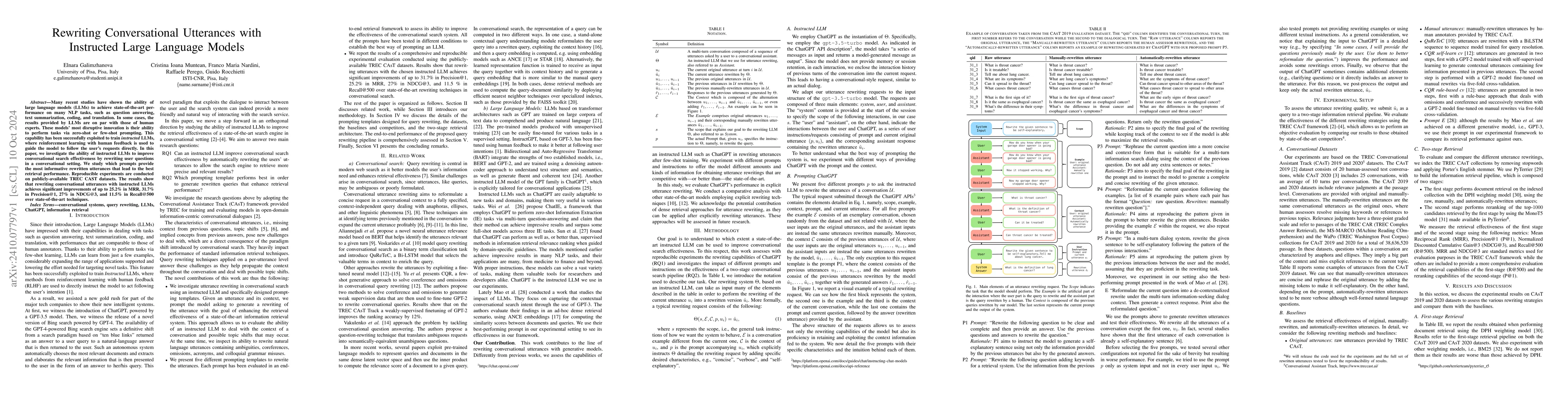 Thumbnail for Rewriting Conversational Utterances with Instructed Large Language
  Models