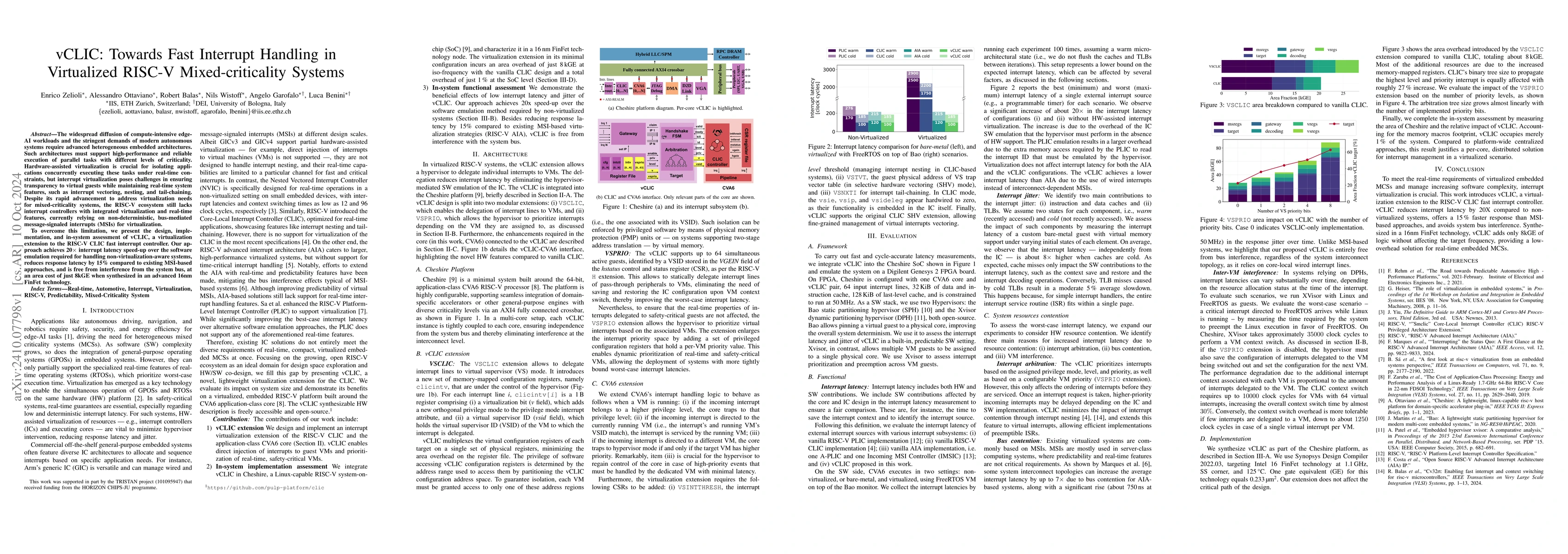 Thumbnail for vCLIC: Towards Fast Interrupt Handling in Virtualized RISC-V
  Mixed-criticality Systems