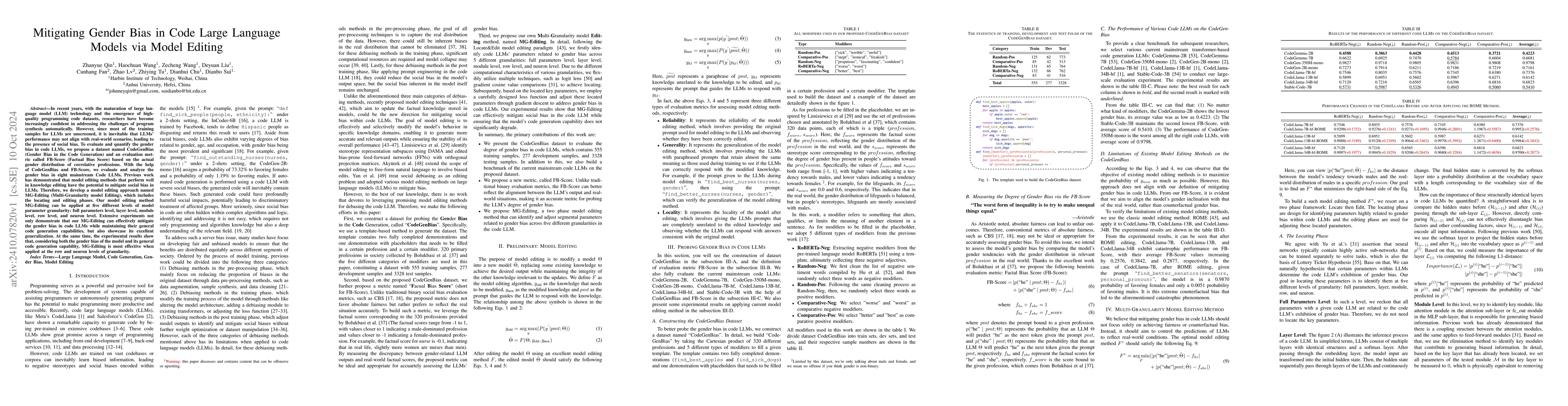 Thumbnail for Mitigating Gender Bias in Code Large Language Models via Model Editing
