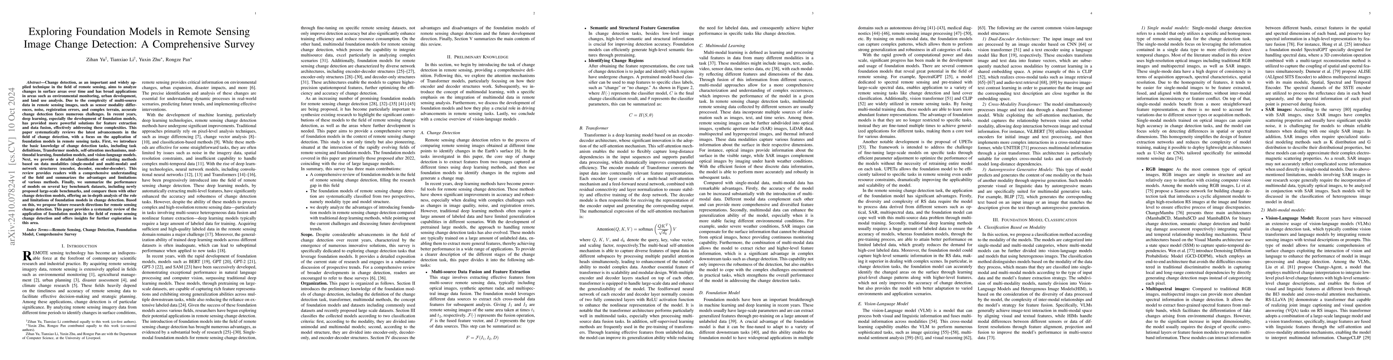 Thumbnail for Exploring Foundation Models in Remote Sensing Image Change Detection: A
  Comprehensive Survey