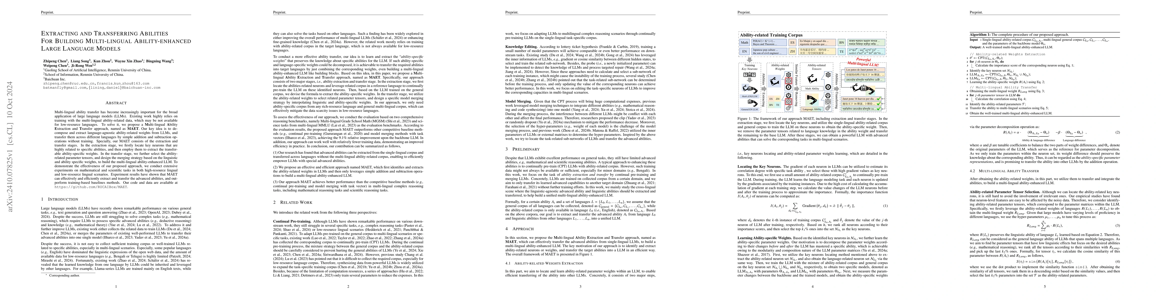 Thumbnail for Extracting and Transferring Abilities For Building Multi-lingual
  Ability-enhanced Large Language Models