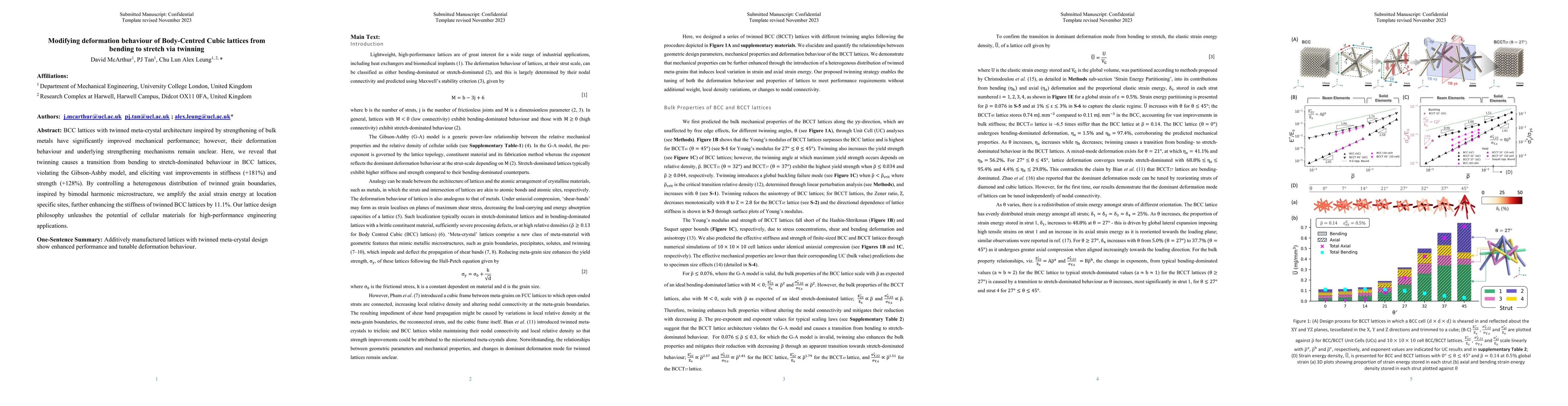 Thumbnail for Modifying deformation behaviour of Body-Centred Cubic lattices from
  bending to stretch via twinning