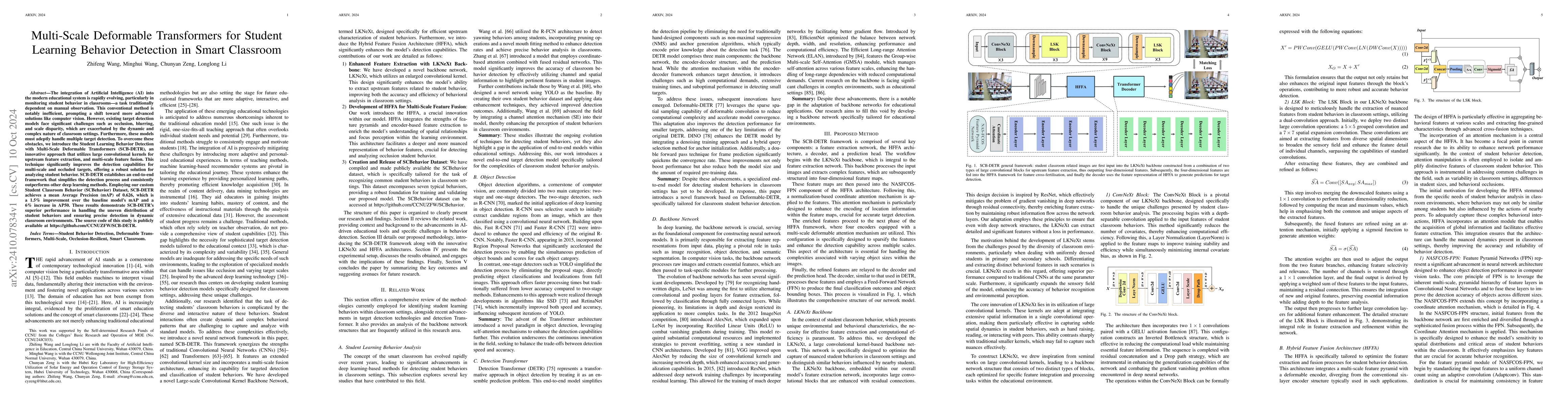 Thumbnail for Multi-Scale Deformable Transformers for Student Learning Behavior
  Detection in Smart Classroom