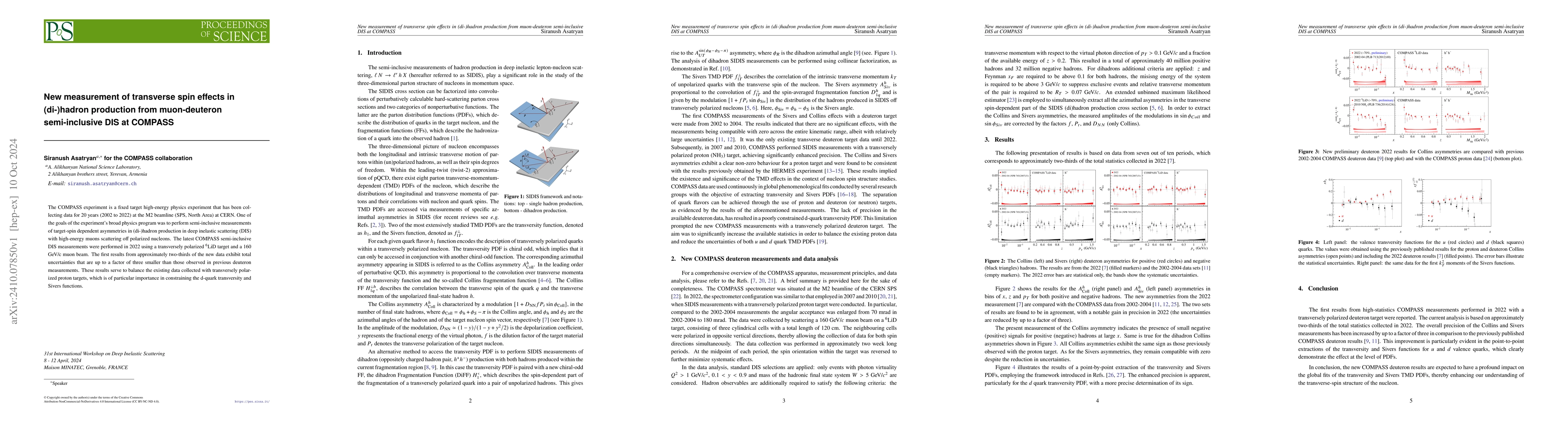 Thumbnail for New measurement of transverse spin effects in (di-)hadron production
  from muon-deuteron semi-inclusive DIS at COMPASS