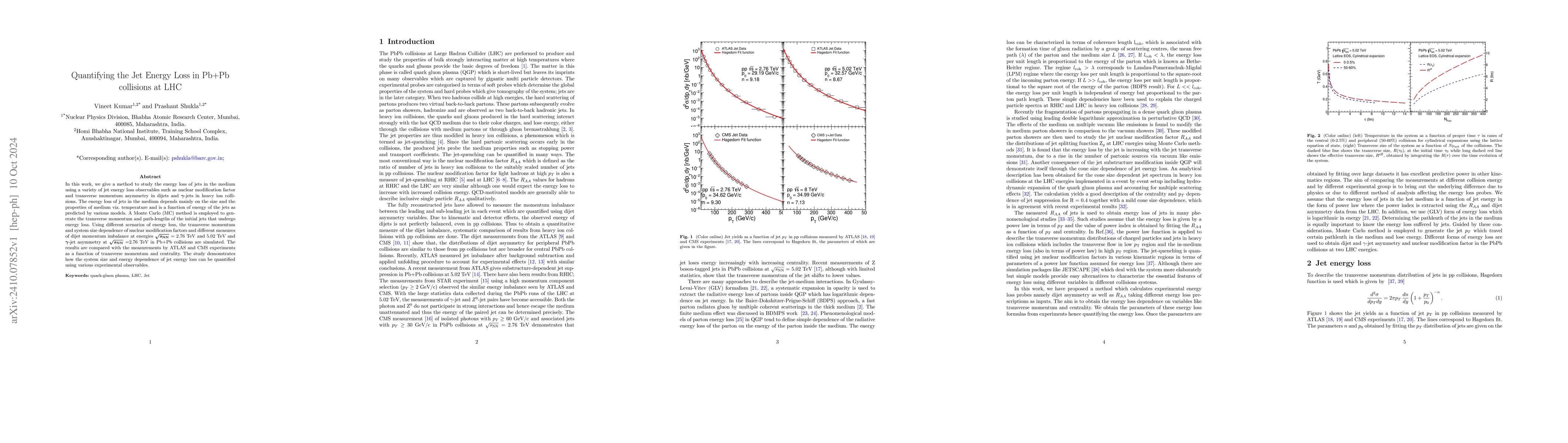 Thumbnail for Quantifying the Jet Energy Loss in Pb+Pb collisions at LHC