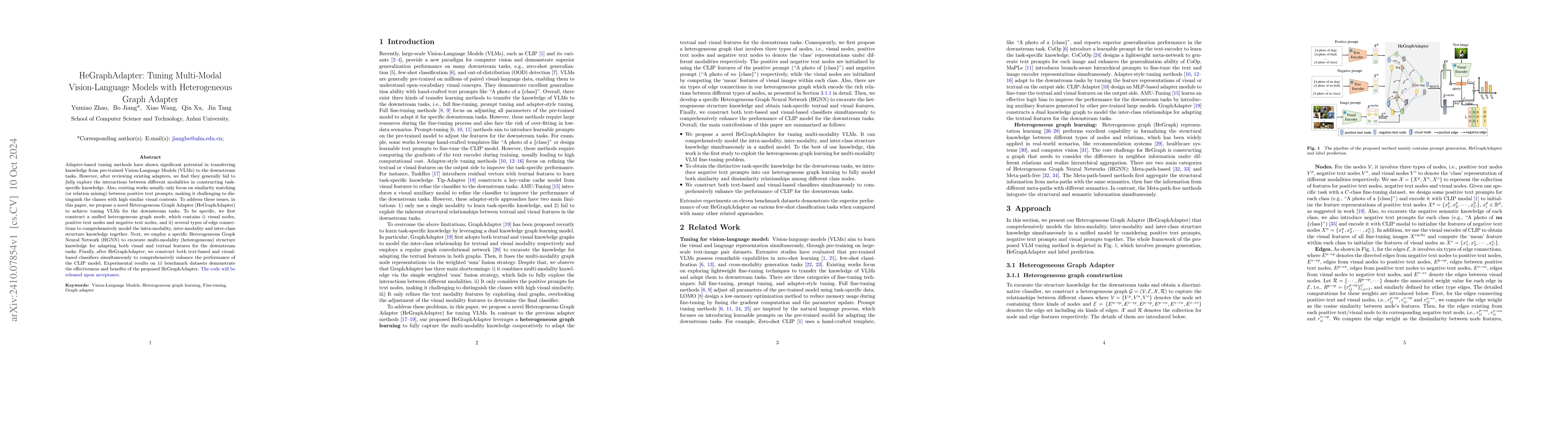 Thumbnail for HeGraphAdapter: Tuning Multi-Modal Vision-Language Models with
  Heterogeneous Graph Adapter