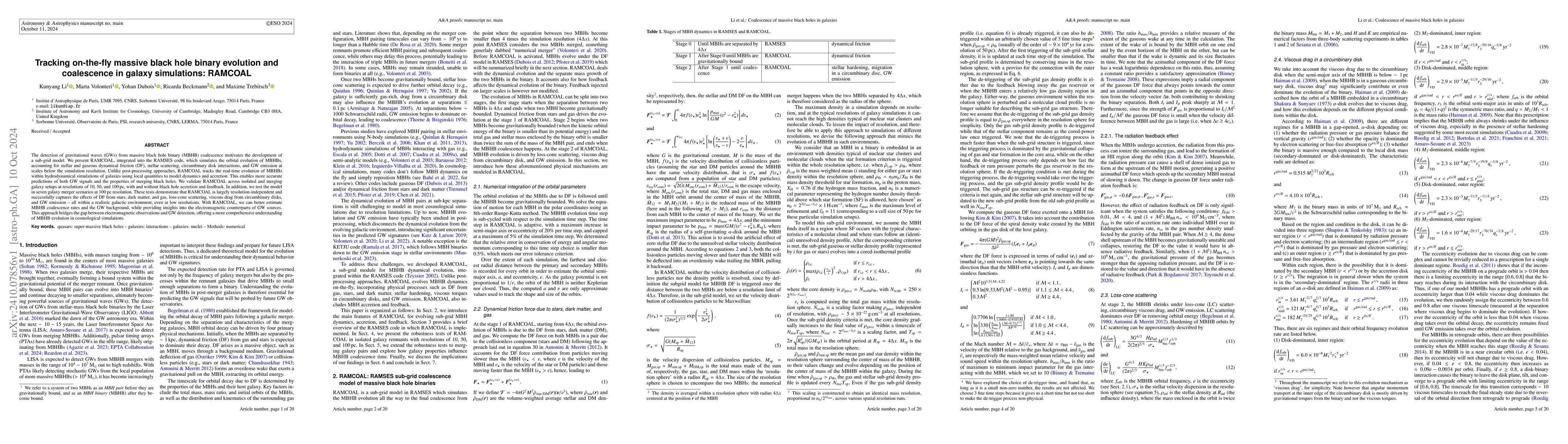 Thumbnail for Tracking on-the-fly massive black hole binary evolution and coalescence
  in galaxy simulations: RAMCOAL