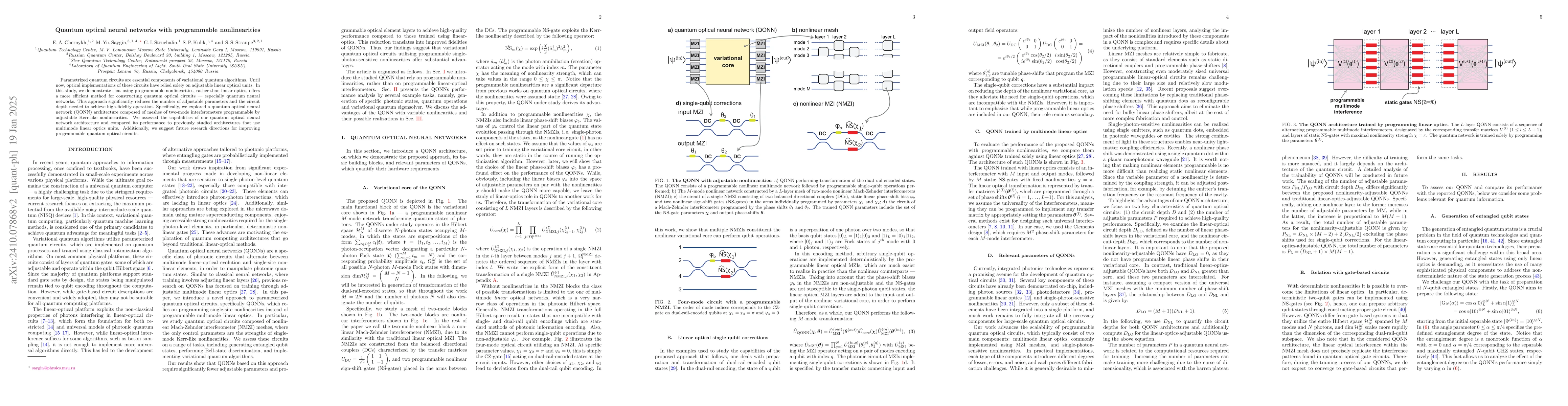 Thumbnail for Quantum optical neural networks with programmable nonlinearities