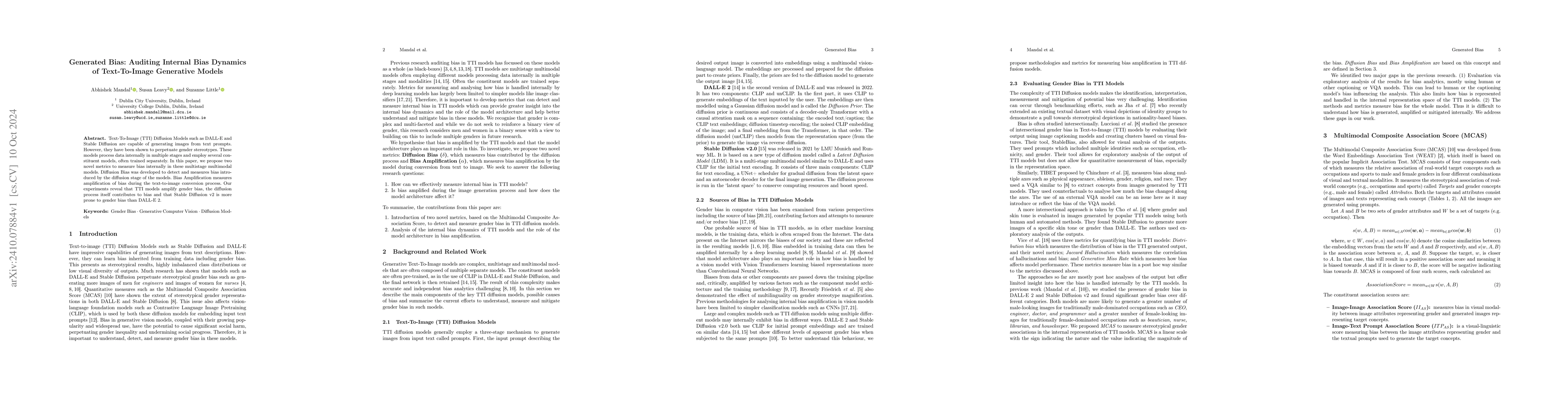 Thumbnail for Generated Bias: Auditing Internal Bias Dynamics of Text-To-Image
  Generative Models