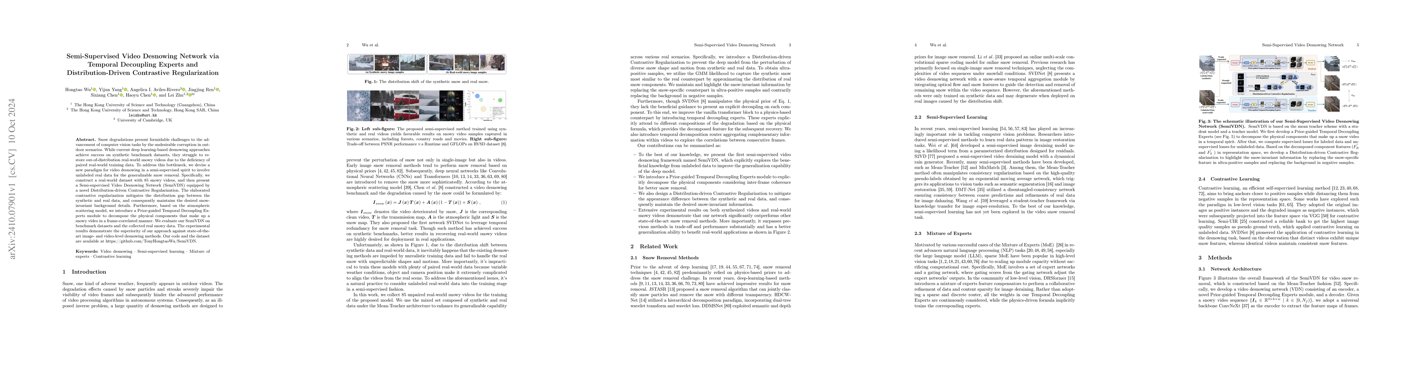 Thumbnail for Semi-Supervised Video Desnowing Network via Temporal Decoupling Experts
  and Distribution-Driven Contrastive Regularization