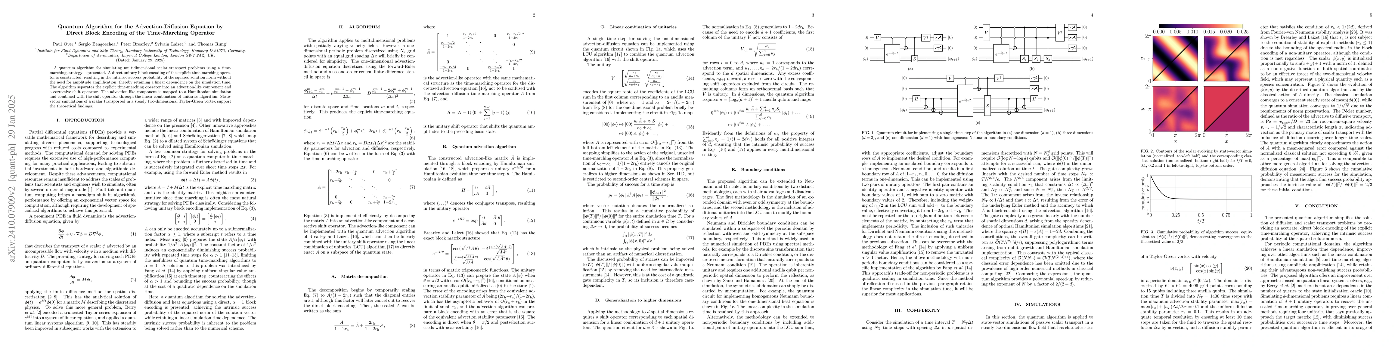 Thumbnail for Quantum Algorithm for the Advection-Diffusion Equation with Optimal
  Success Probability
