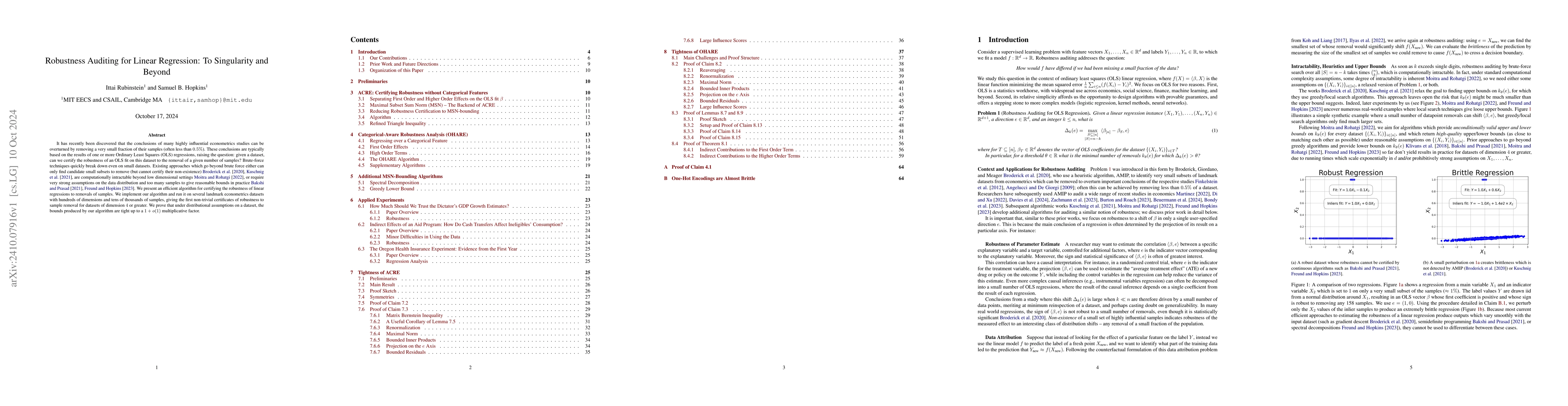 Thumbnail for Robustness Auditing for Linear Regression: To Singularity and Beyond