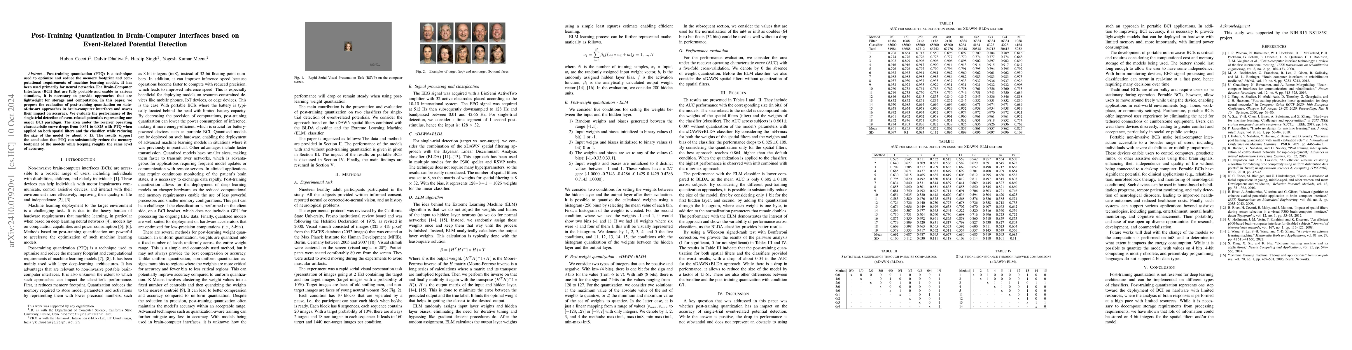 Thumbnail for Post-Training Quantization in Brain-Computer Interfaces based on
  Event-Related Potential Detection