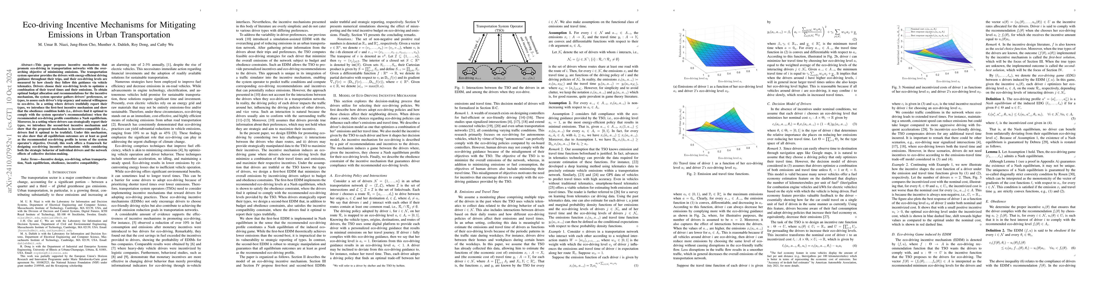 Thumbnail for Eco-driving Incentive Mechanisms for Mitigating Emissions in Urban
  Transportation