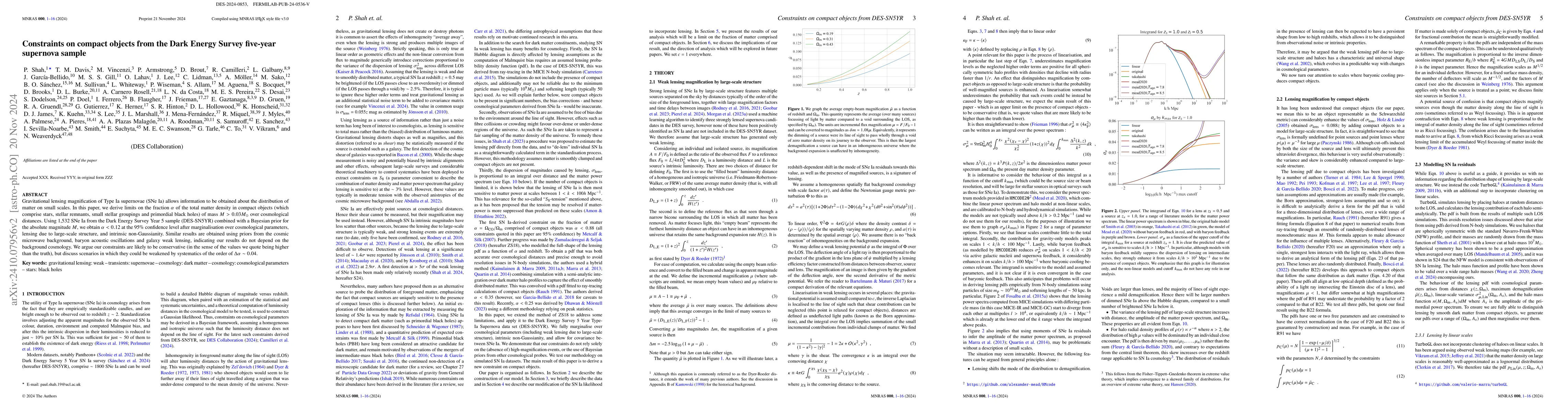 Thumbnail for Constraints on compact objects from the Dark Energy Survey five-year
  supernova sample