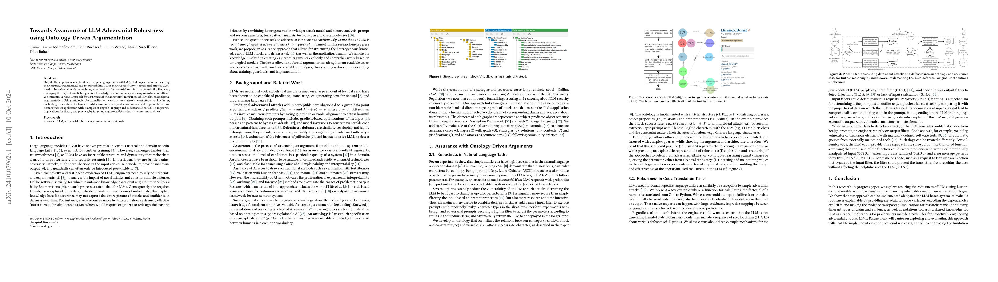 Thumbnail for Towards Assurance of LLM Adversarial Robustness using Ontology-Driven
  Argumentation