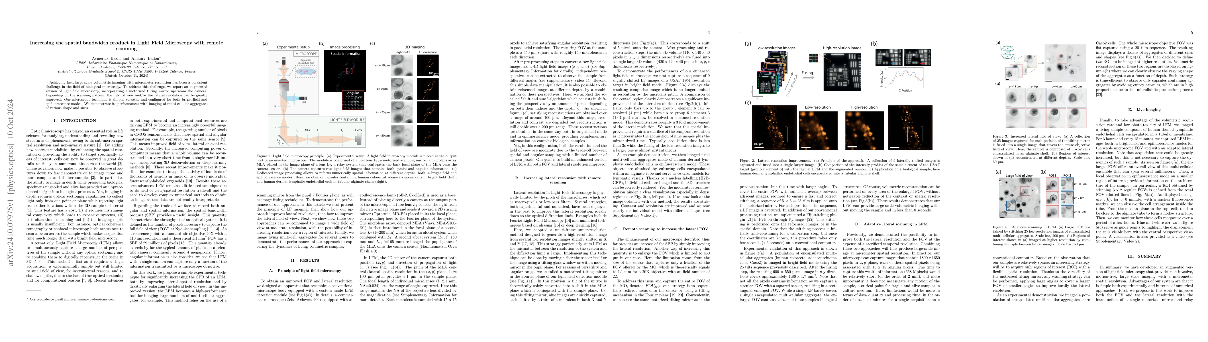 Thumbnail for Increasing the spatial bandwidth product in Light Field Microscopy with
  remote scanning