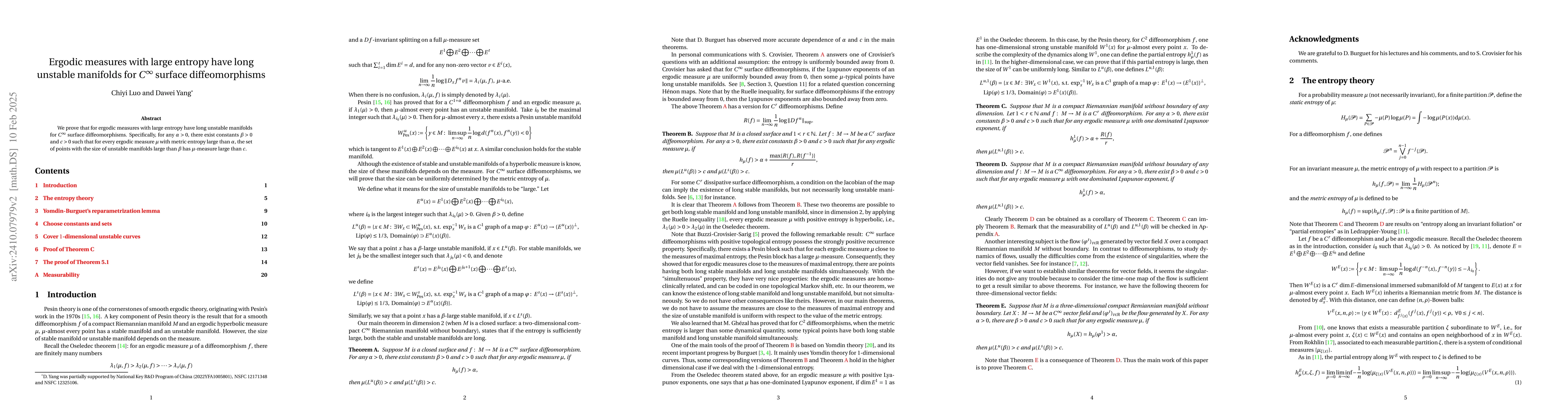 Thumbnail for Ergodic measures with large entropy have long unstable manifolds for
  $C^\infty$ surface diffeomorphisms