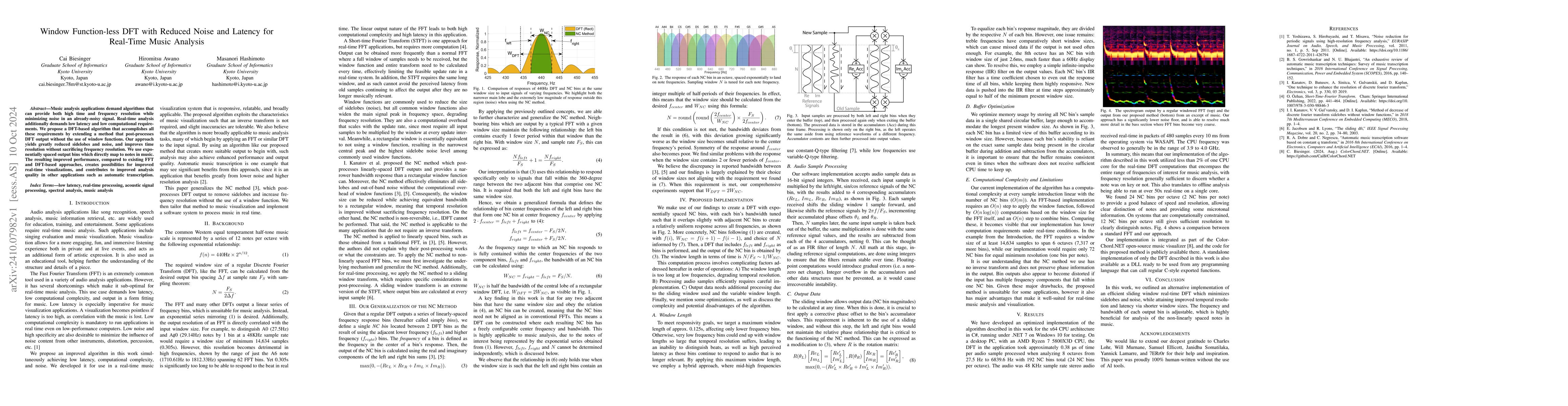 Thumbnail for Window Function-less DFT with Reduced Noise and Latency for Real-Time
  Music Analysis