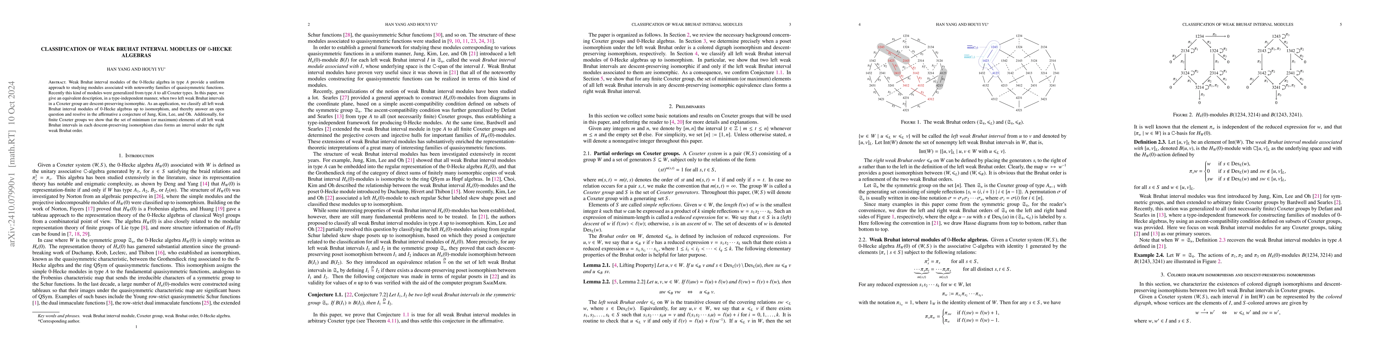 Thumbnail for Classification of weak Bruhat interval modules of $0$-Hecke algebras