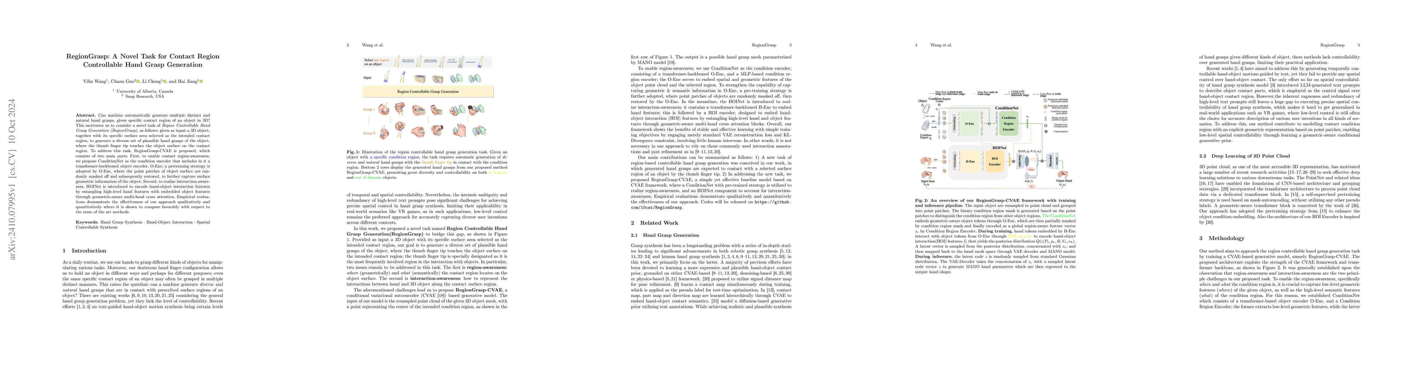 Thumbnail for RegionGrasp: A Novel Task for Contact Region Controllable Hand Grasp
  Generation
