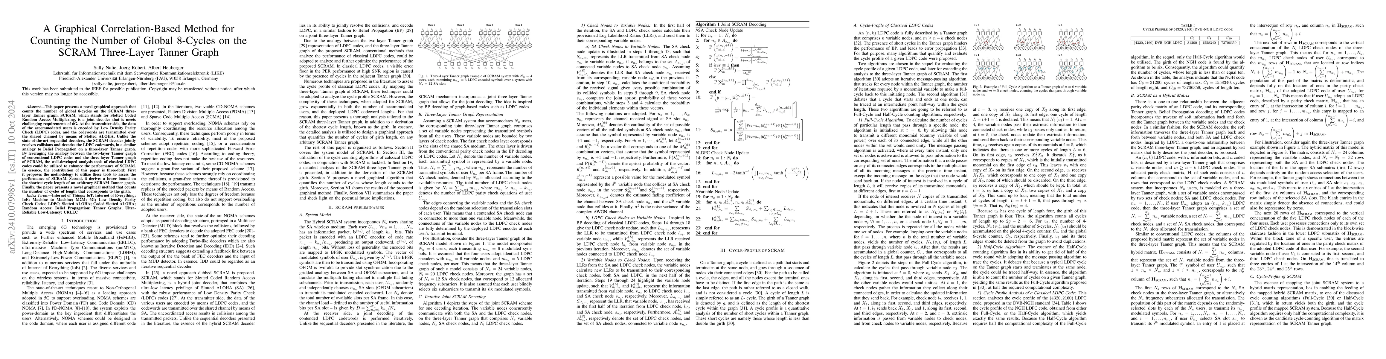 Thumbnail for A Graphical Correlation-Based Method for Counting the Number of Global
  8-Cycles on the SCRAM Three-Layer Tanner Graph