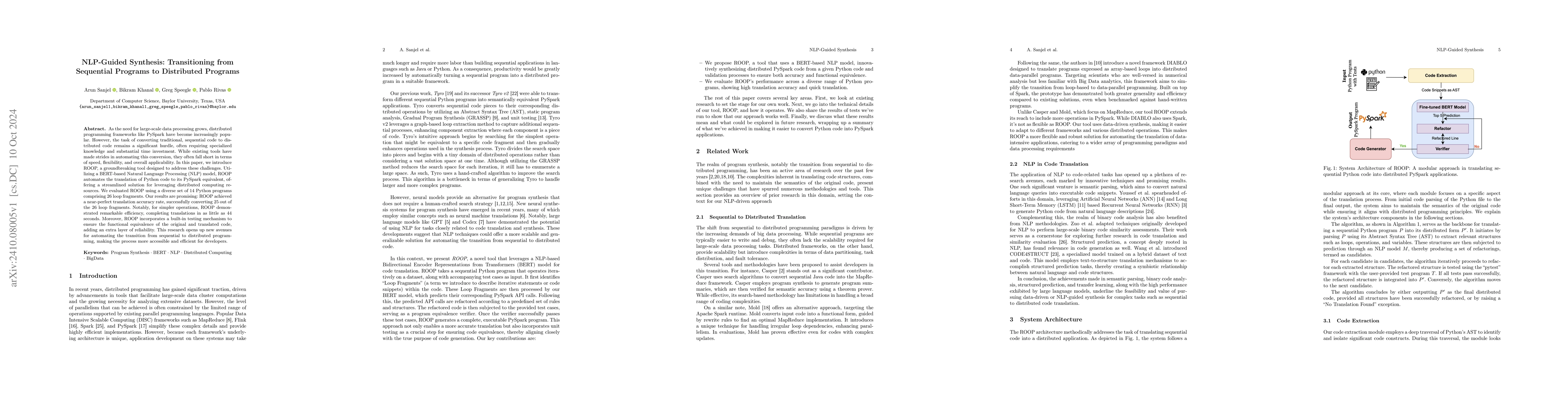 Thumbnail for NLP-Guided Synthesis: Transitioning from Sequential Programs to
  Distributed Programs