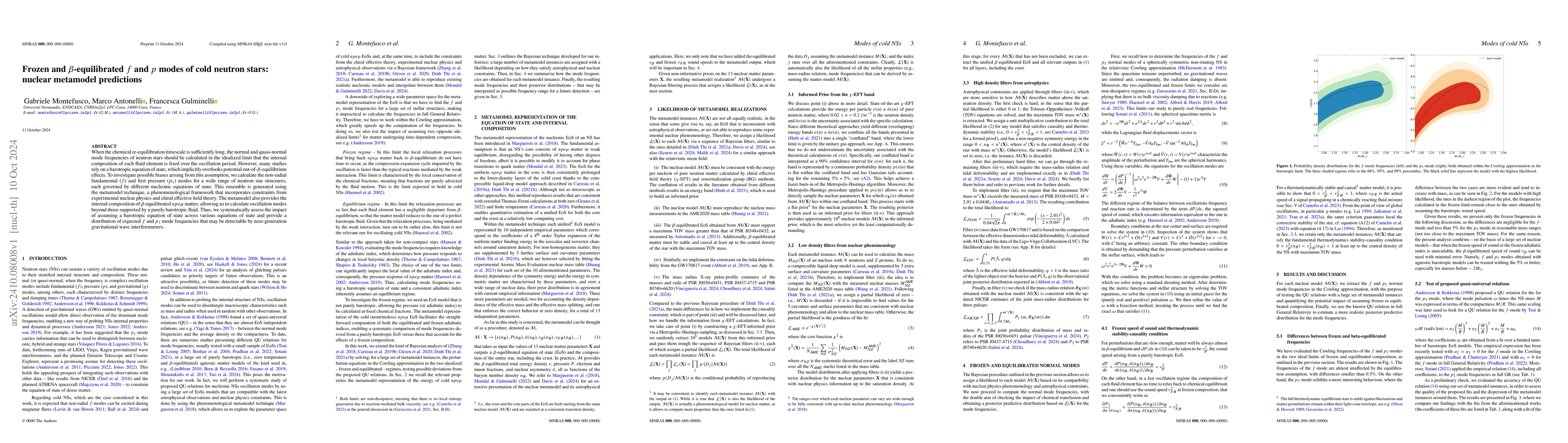 Thumbnail for Frozen and $β$-equilibrated $f$ and $p$ modes of cold neutron stars:
  nuclear metamodel predictions