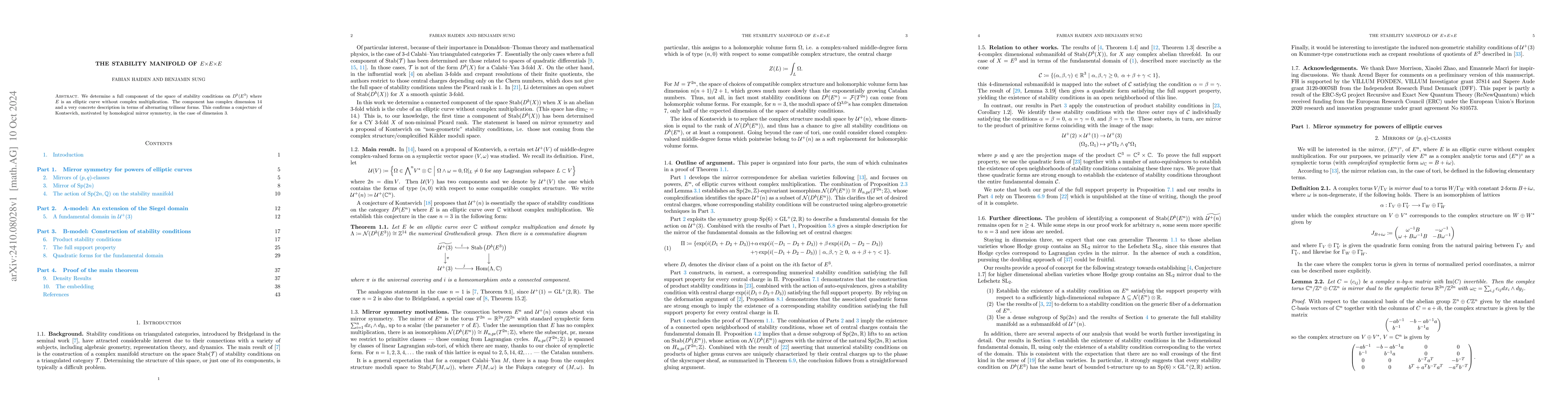 Thumbnail for The stability manifold of $E{\times} E{\times} E$