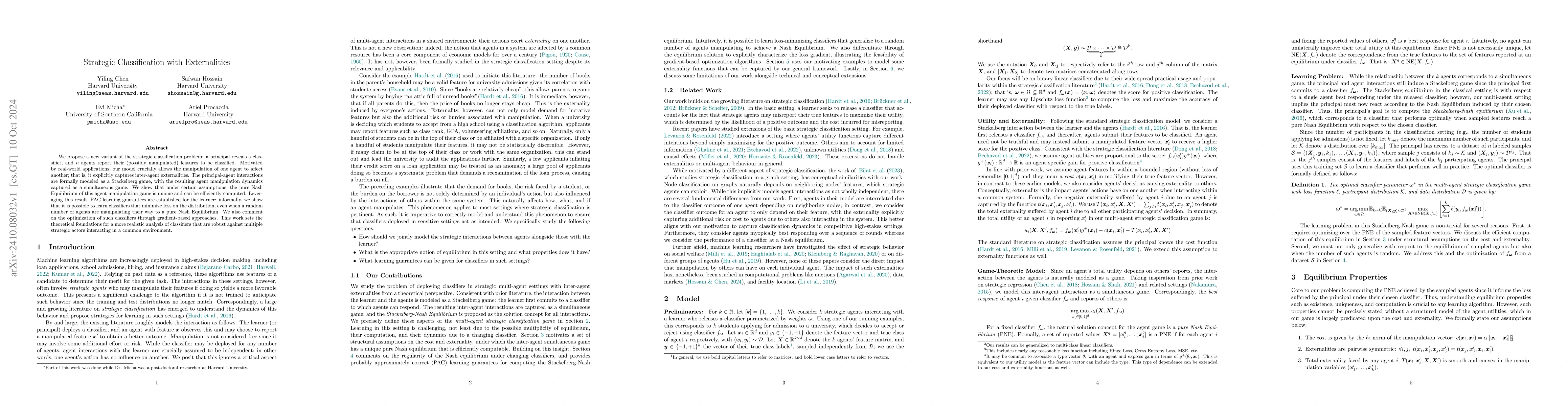 Thumbnail for Strategic Classification With Externalities