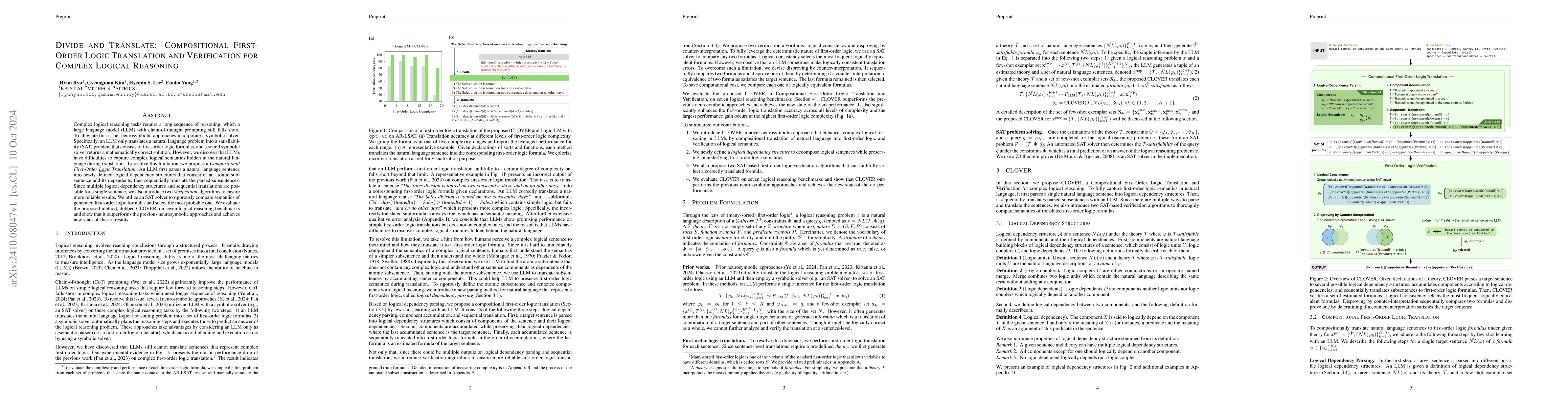 Thumbnail for Divide and Translate: Compositional First-Order Logic Translation and
  Verification for Complex Logical Reasoning