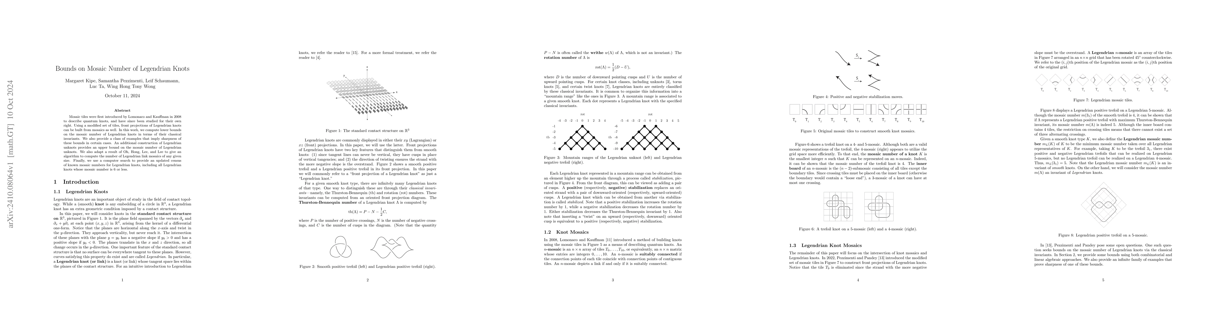 Thumbnail for Bounds on the mosaic number of Legendrian Knots