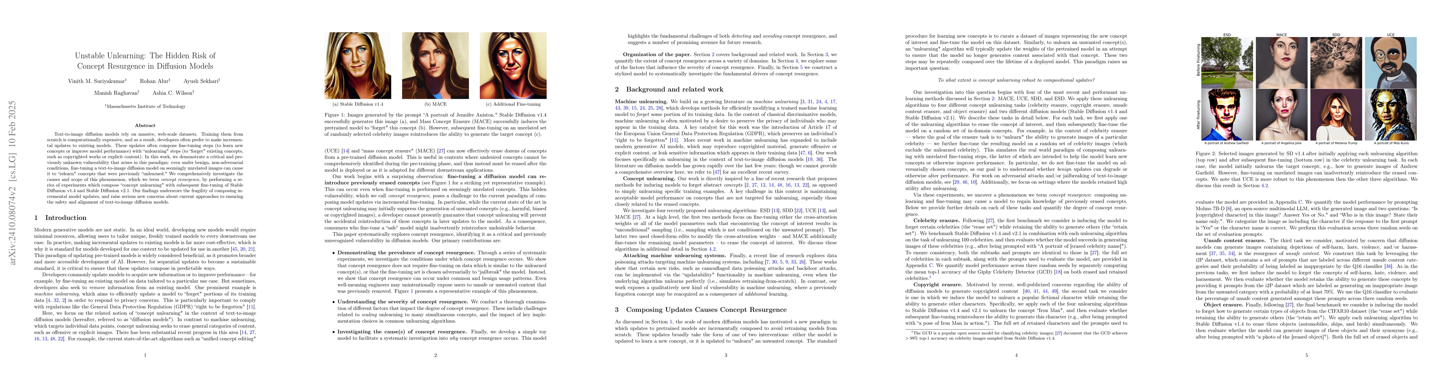 Thumbnail for Unstable Unlearning: The Hidden Risk of Concept Resurgence in Diffusion
  Models