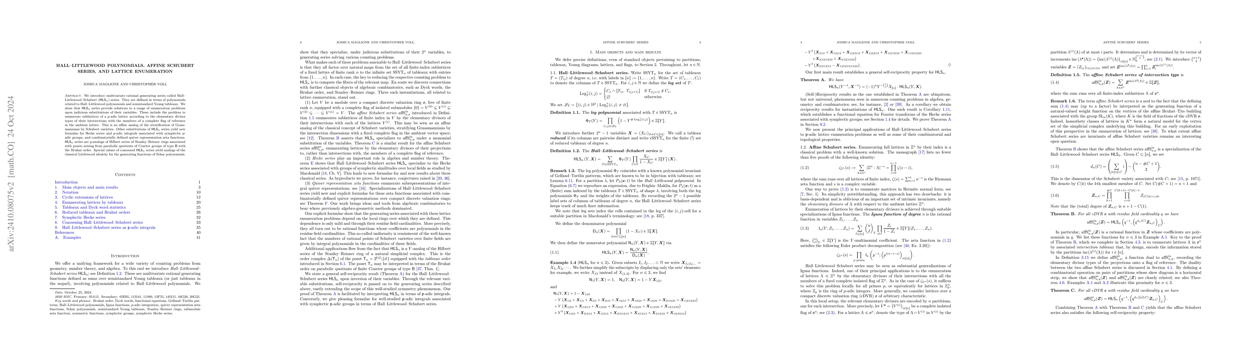 Thumbnail for Hall-Littlewood polynomials, affine Schubert series, and lattice
  enumeration