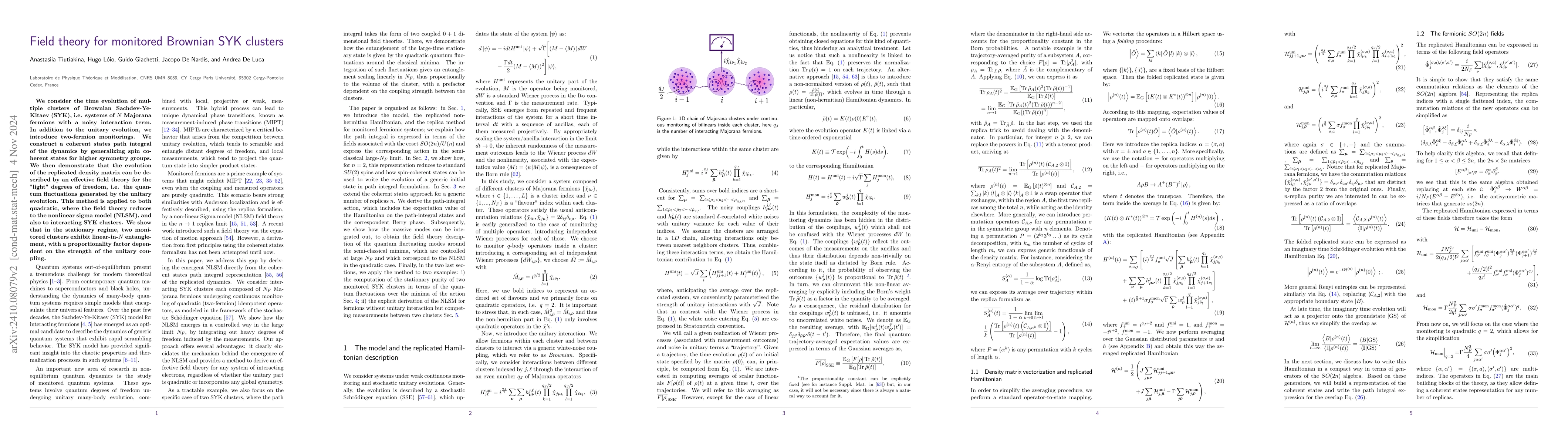 Thumbnail for Field theory for monitored Brownian SYK clusters