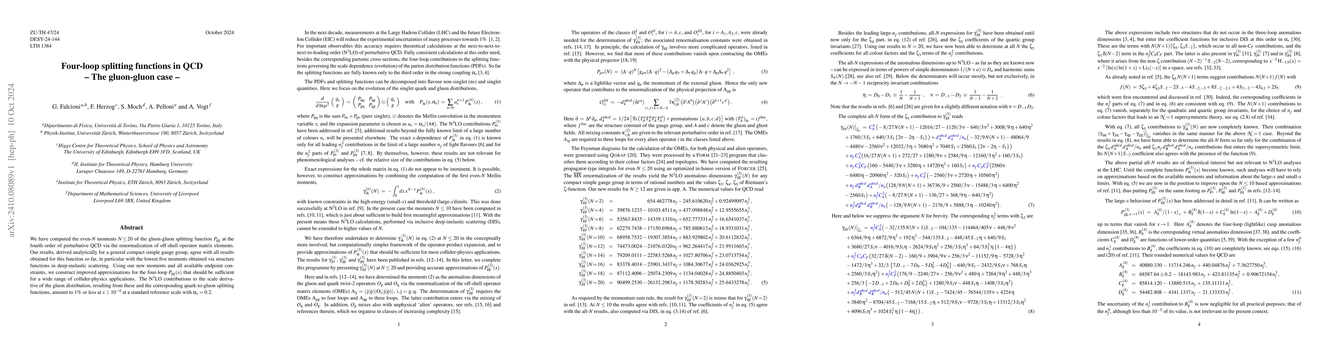 Thumbnail for Four-loop splitting functions in QCD -- The gluon-gluon case --