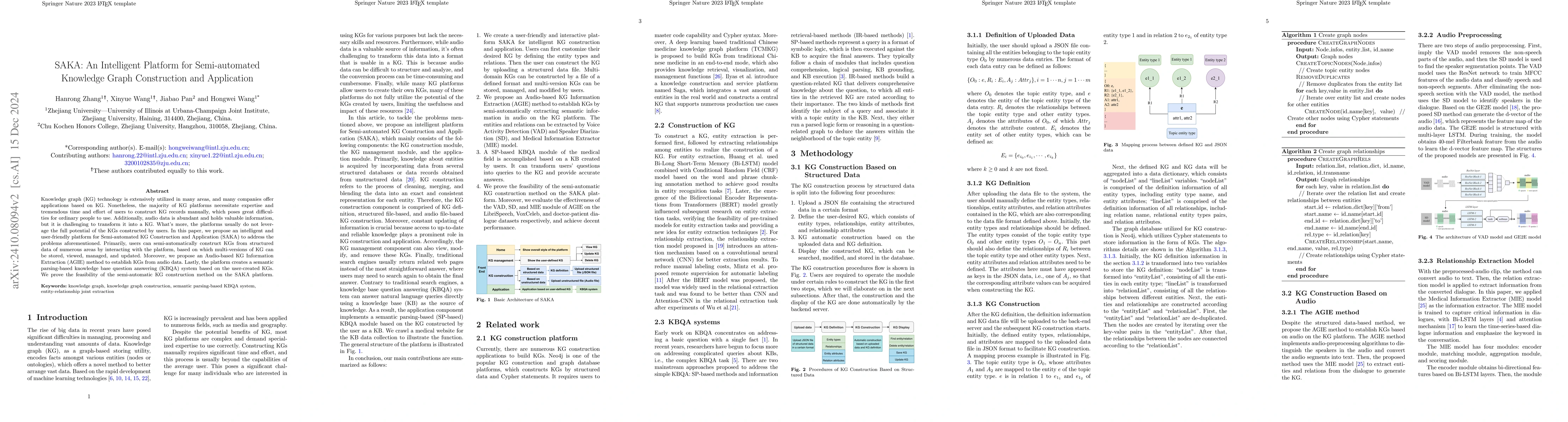 Thumbnail for SAKA: An Intelligent Platform for Semi-automated Knowledge Graph
  Construction and Application