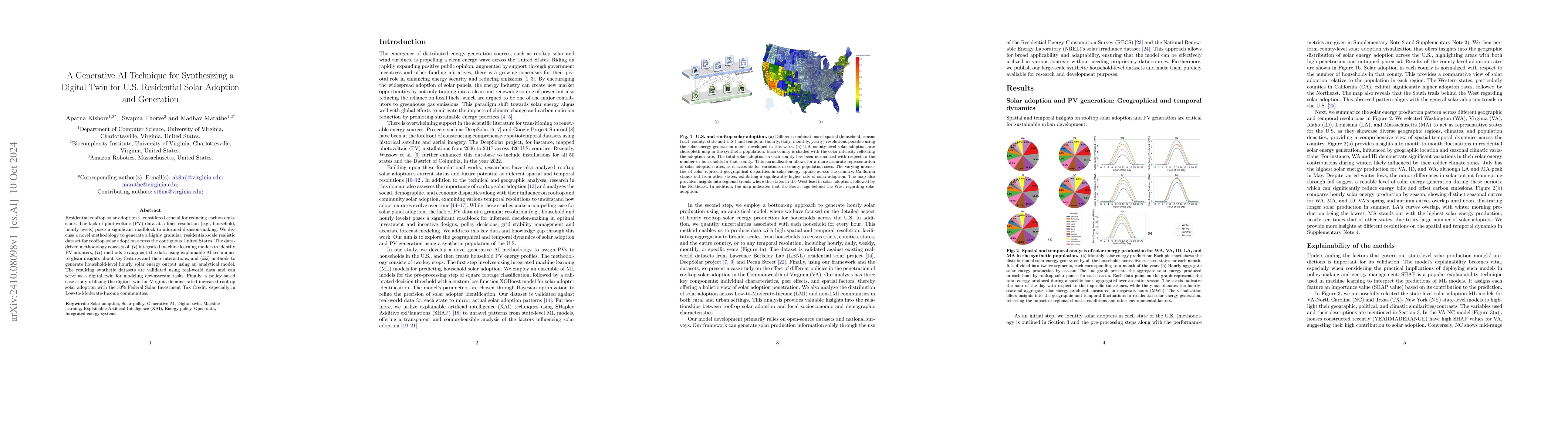Thumbnail for A Generative AI Technique for Synthesizing a Digital Twin for U.S.
  Residential Solar Adoption and Generation