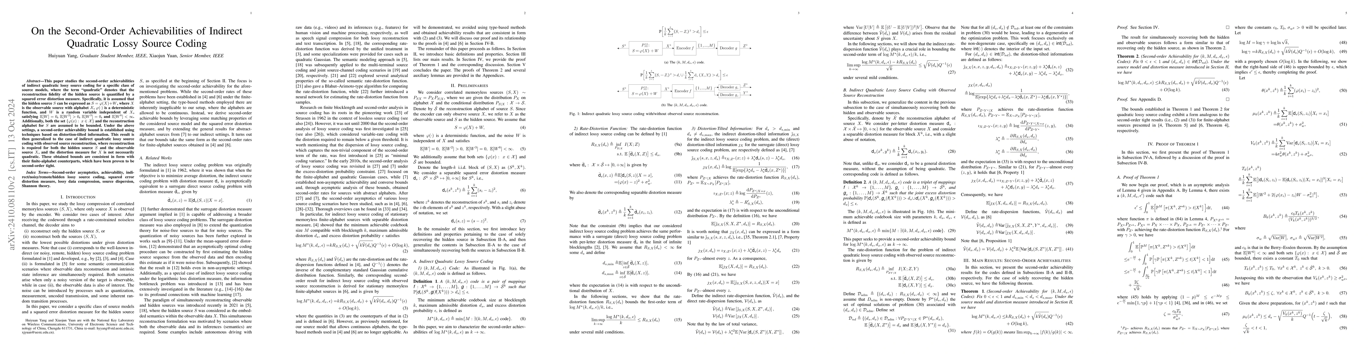 Thumbnail for On the Second-Order Achievabilities of Indirect Quadratic Lossy Source
  Coding