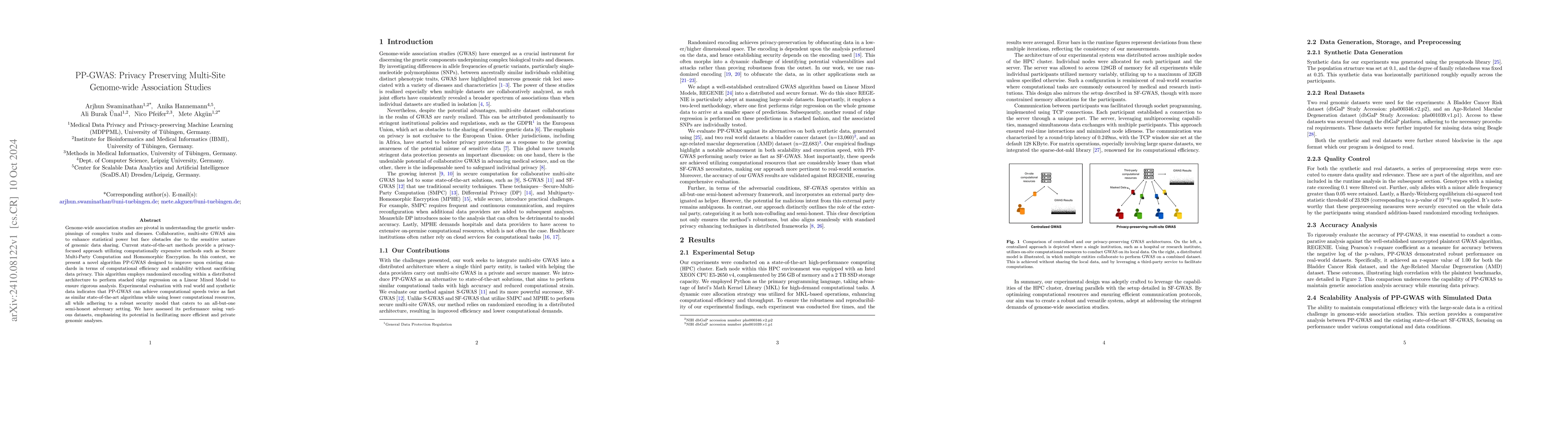 Thumbnail for PP-GWAS: Privacy Preserving Multi-Site Genome-wide Association Studies