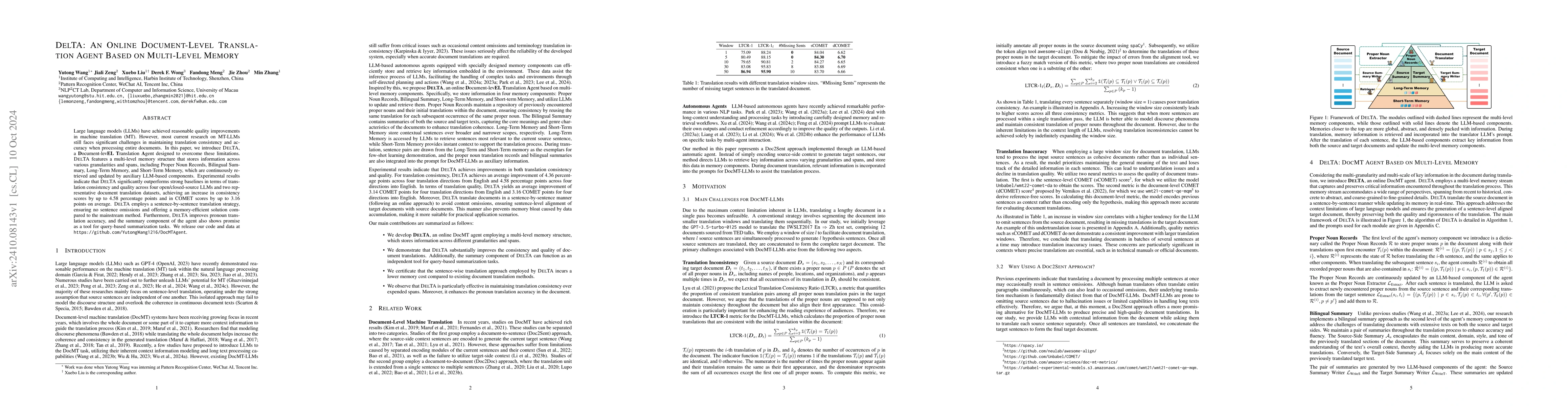 Thumbnail for DelTA: An Online Document-Level Translation Agent Based on Multi-Level
  Memory