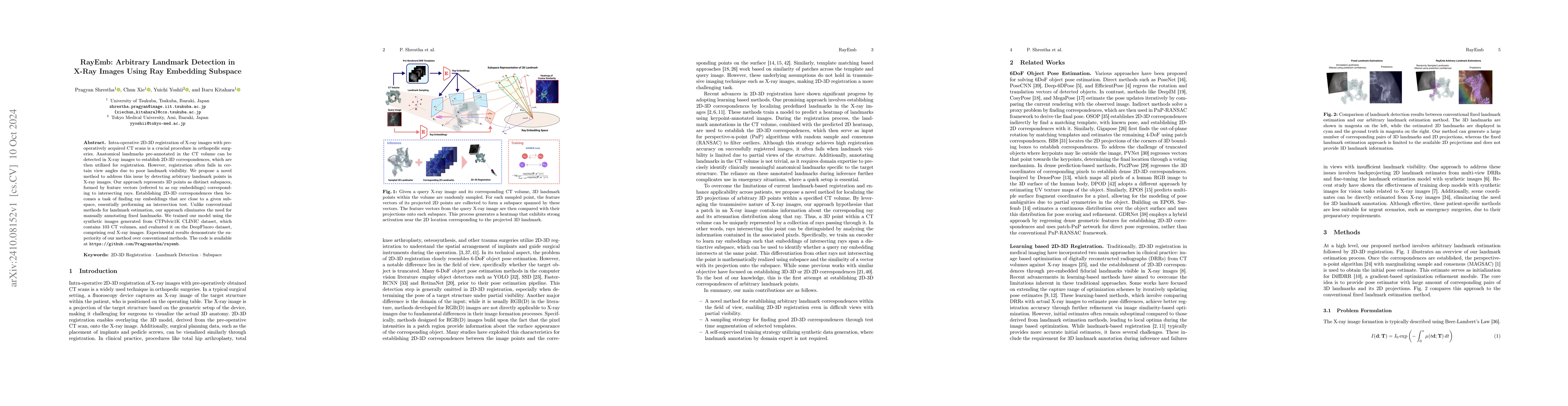 Thumbnail for RayEmb: Arbitrary Landmark Detection in X-Ray Images Using Ray Embedding
  Subspace