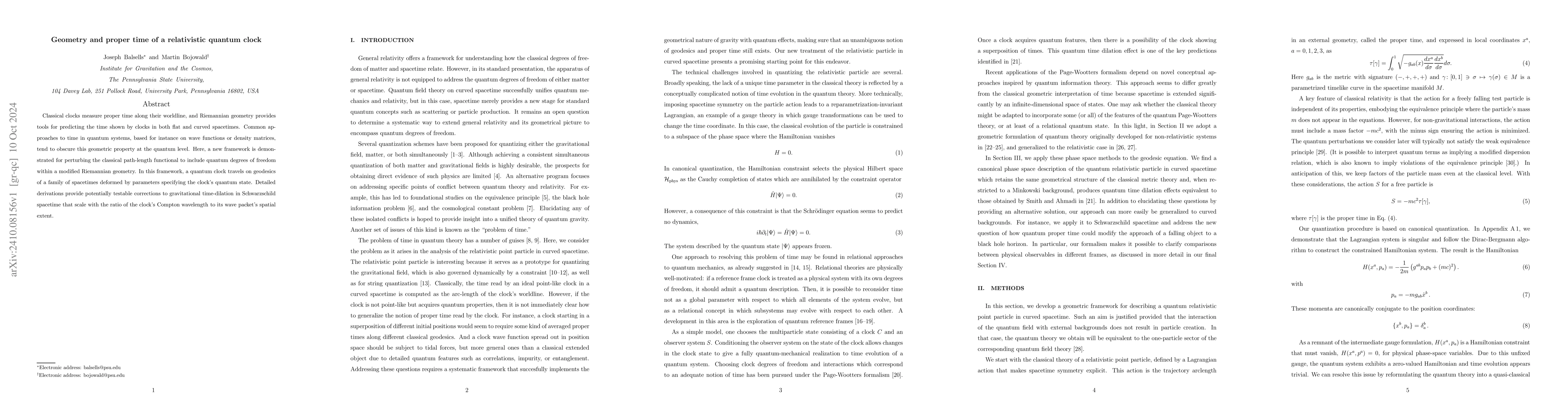 Thumbnail for Geometry and proper time of a relativistic quantum clock