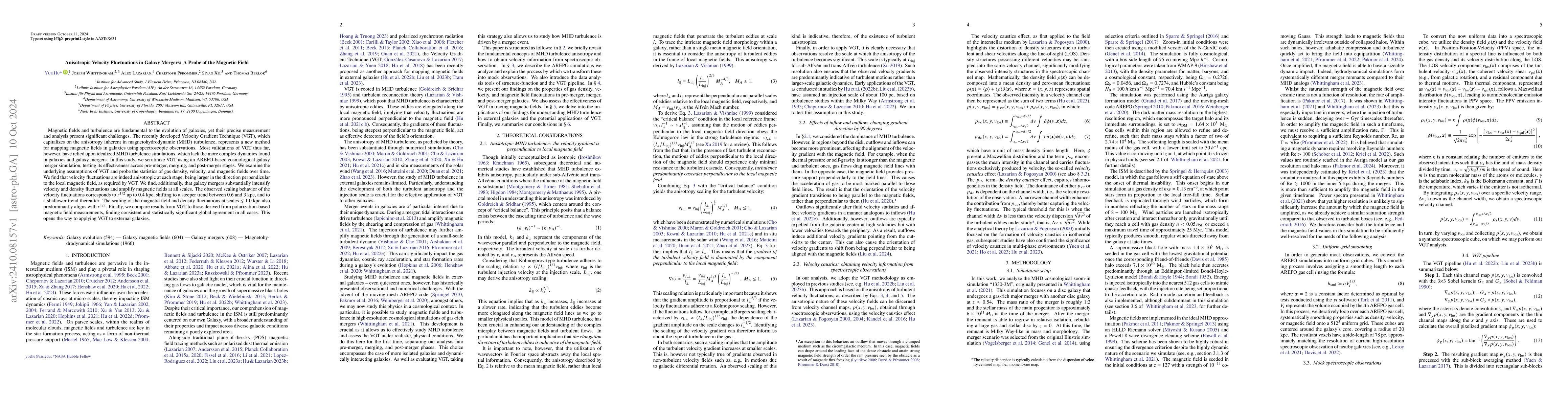 Thumbnail for Anisotropic Velocity Fluctuations in Galaxy Mergers: A Probe of the
  Magnetic Field