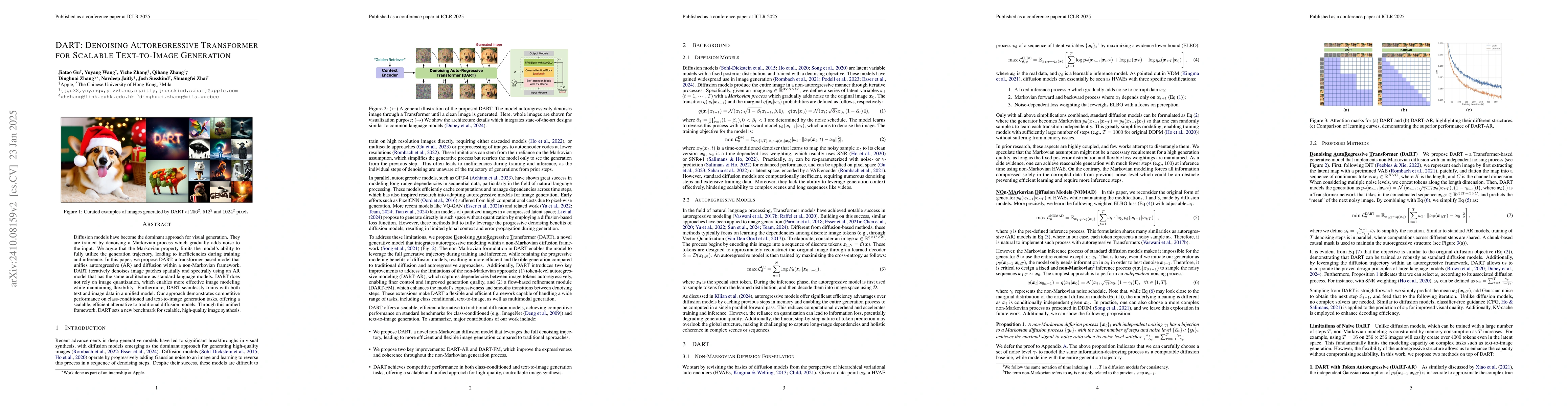 Thumbnail for DART: Denoising Autoregressive Transformer for Scalable Text-to-Image
  Generation