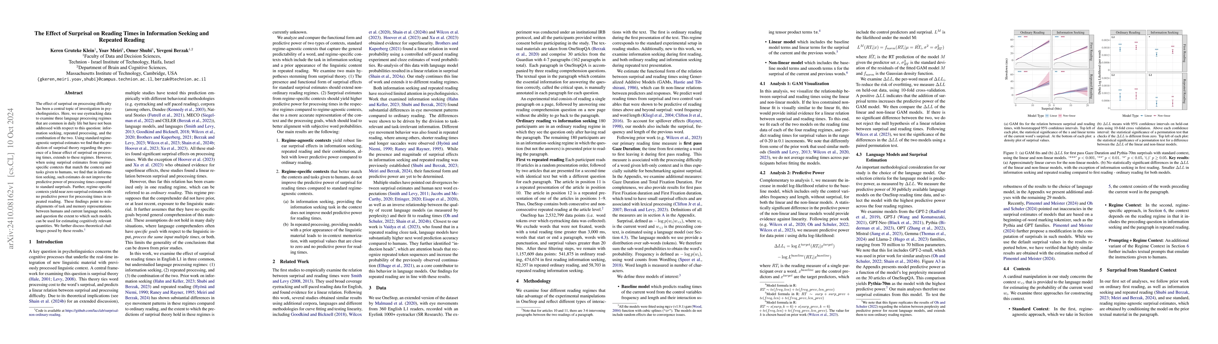 Thumbnail for The Effect of Surprisal on Reading Times in Information Seeking and
  Repeated Reading