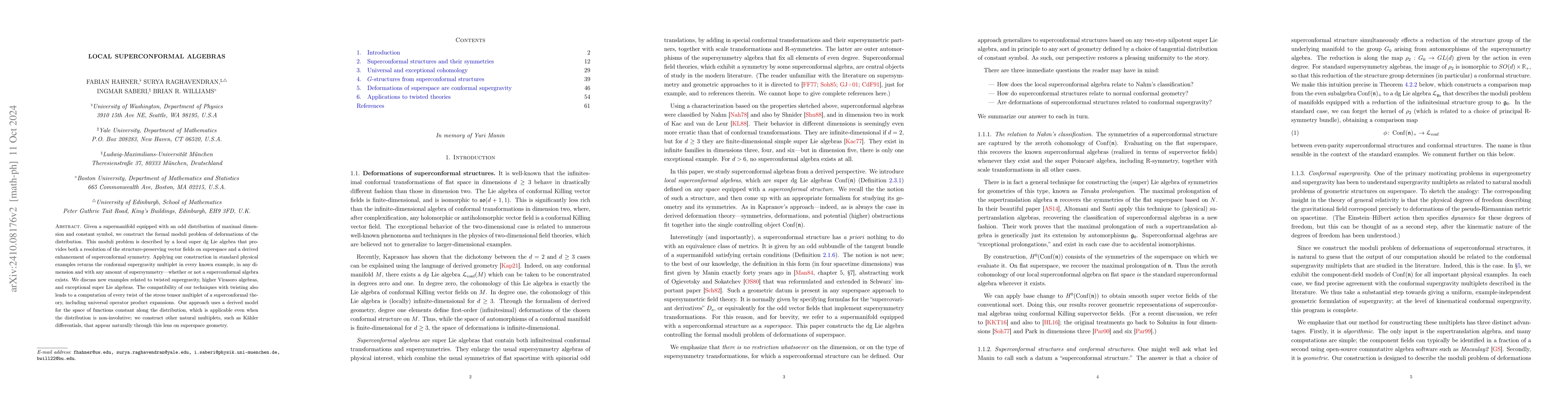 Thumbnail for Local superconformal algebras
