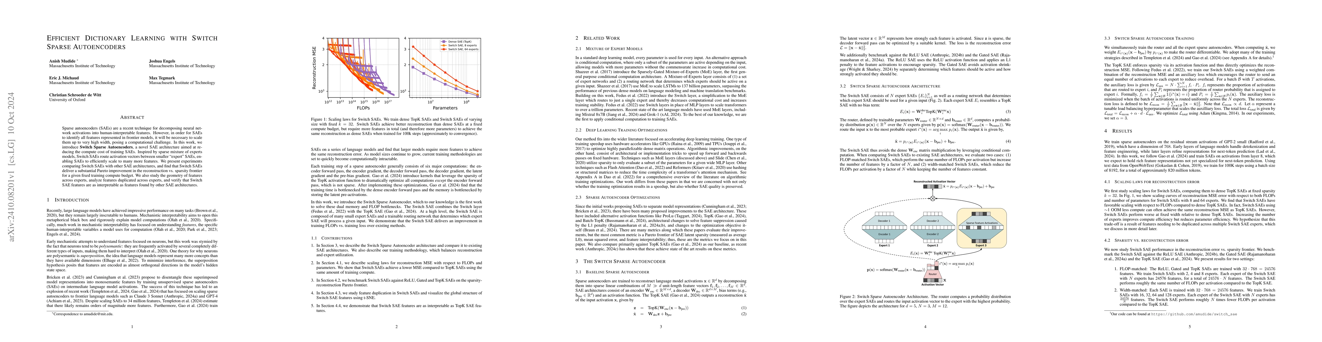 Thumbnail for Efficient Dictionary Learning with Switch Sparse Autoencoders